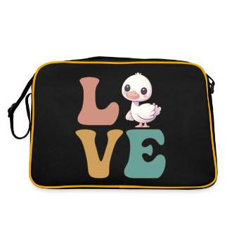 Cute Goose Duck Geese - Retro Bag - black/gold - Back