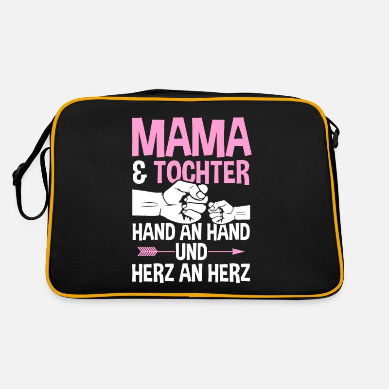 Mutter Muttertag Mama und Tochter - Retro Tasche - Schwarz/Gold
