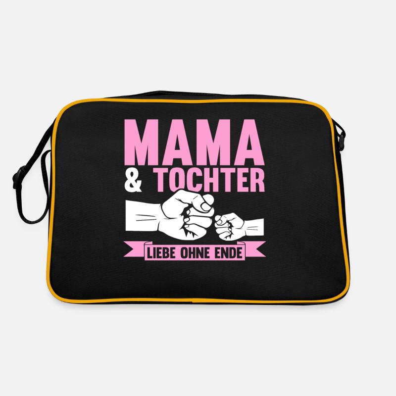 Mutter Muttertag Mama und Tochter - Retro Tasche - Schwarz/Gold
