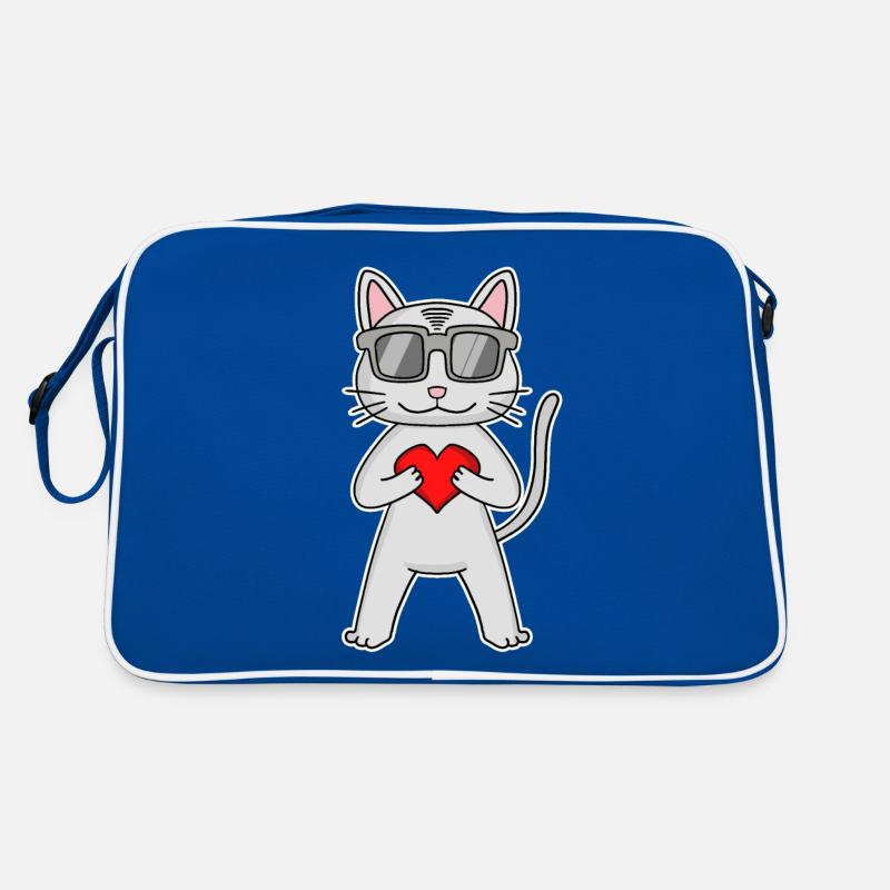 Chat avec coeur et lunettes - Devon Rex Sac Retro