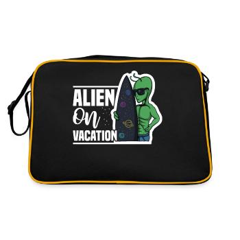 Surf Urlaub Strand, Sommer Sonner Meer Surfer - Retro Tasche - Schwarz/Gold - Hinten