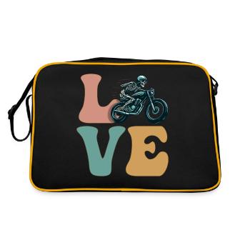 Motorradfahren Motorradfahrer Motorradskelett - Retro Tasche - Schwarz/Gold - Hinten