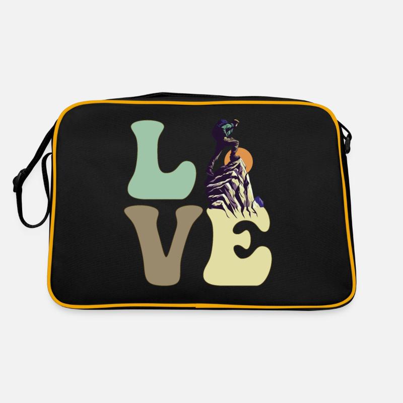 Bergsteigen Bergsteiger Wandern - Retro Tasche - Schwarz/Gold