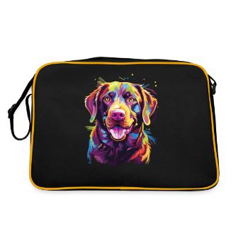 Wasserfarben Farbenfroher Chesapeake Bay Retriever - Retro Tasche - Schwarz/Gold - Hinten