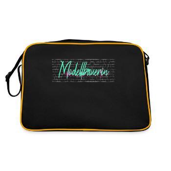 Technischer Abschluss-Geschenk Modellbauerin - Retro Tasche - Schwarz/Gold - Hinten