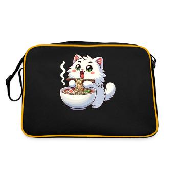 chat mignon mange des nouilles ramen chats ramen - Sac Retro - noir/or - Dos
