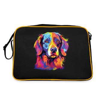 Aquarelle colorée Épagneul breton - Sac Retro - noir/or - Dos