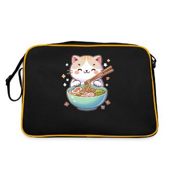 chat mignon mange des nouilles ramen chats ramen - Sac Retro - noir/or - Dos