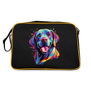Wasserfarben Farbenfroher Labrador Labbi - Retro Tasche - Schwarz/Gold - Hinten