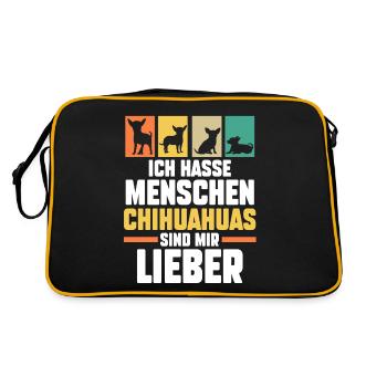 Hund Chihuahua - Retro Tasche - Schwarz/Gold - Hinten