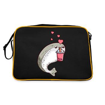 Sacabambaspis Fish Meme Boba Bubble Milk Tea - Retro Bag - black/gold - Back