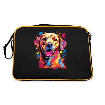 Wasserfarben Farbenfroher Labrador Labbi - Retro Tasche - Schwarz/Gold - Hinten