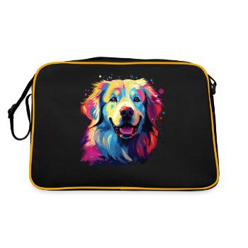 Watercolor Colorful Pyrenean Mountain Dog - Retro Bag - black/gold - Back