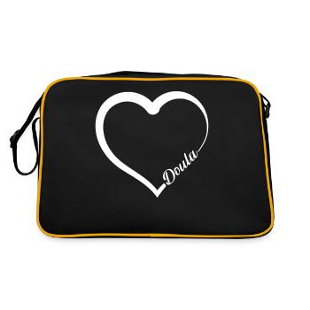 Doula Birth Worker Heart Doula - Retro Tasche - Schwarz/Gold - Hinten