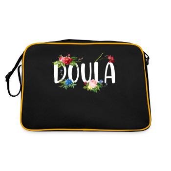 Doula Birth Worker Flower - Retro Tasche - Schwarz/Gold - Hinten