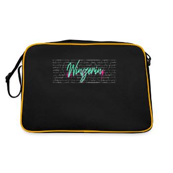 Weinbauer Abschluss-Geschenk Winzerin - Retro Tasche - Schwarz/Gold - Hinten