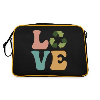 Recycling, Recycling, Earth Day, Environmentalist - Retro Bag - black/gold - Back