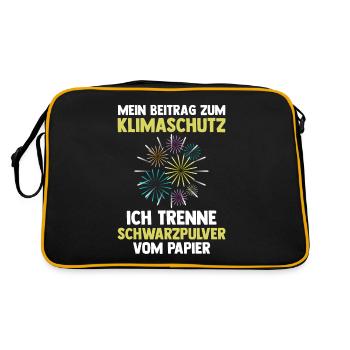Neujahr Feuerwerk Silvester - Retro Tasche - Schwarz/Gold - Hinten