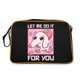 Kawaii Borzoi Dog Meme Strawberry Milk - Retro Bag - black/gold - Back