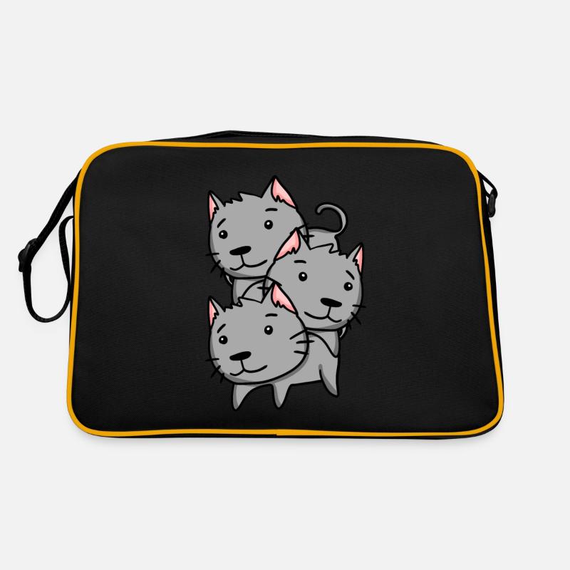 Katze Katzen - Retro Tasche - Schwarz/Gold
