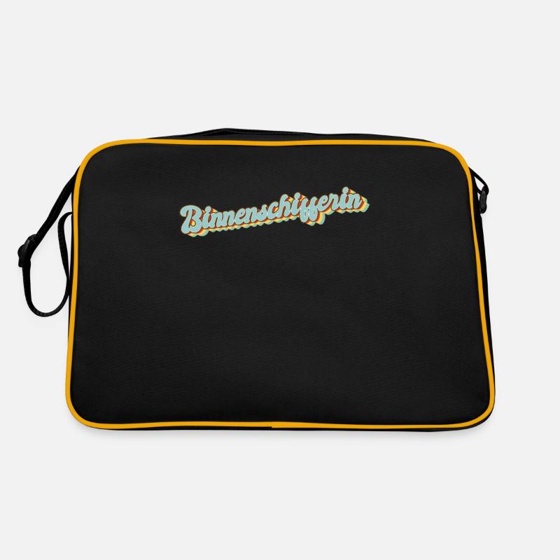 Schiffe Abschluss-Geschenk Binnenschifferin - Retro Tasche - Schwarz/Gold
