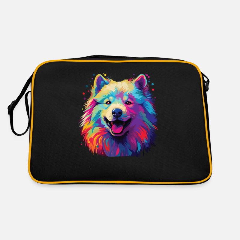 Wasserfarben Farbenfroher Samojede Retro Tasche