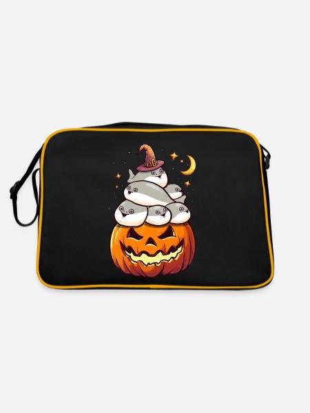 Sacabambaspis Pile Fish Meme Pumpkin Halloween - Retro Bag - black/gold - Back