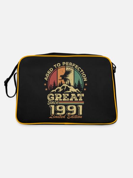 Anniversaire vintage 1991 - idée cadeau rétro 1991 - Sac Retro - noir/or - Dos