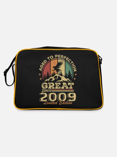 Vintage Geburtstag 2009 - Retro Geschenkidee 2009 - Retro Tasche - Schwarz/Gold - Hinten