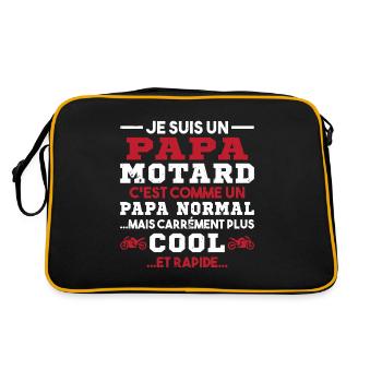 Homme Papa Motard Humour Cadeau motocycliste - Sac Retro - noir/or - Dos