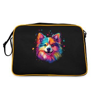 Aquarelle coloré chien esquimau américain - Sac Retro - noir/or - Dos