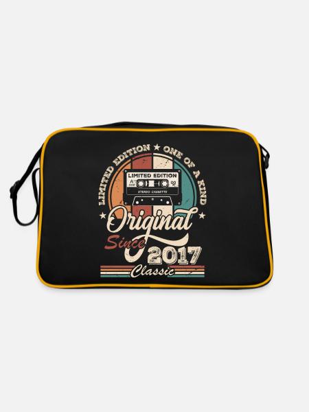 Originelles Retro-Geburtstagsgeschenk für Born in 2017 - Retro Tasche - Schwarz/Gold - Hinten