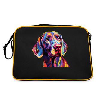 Aquarelle Braque de Weimar coloré - Sac Retro - noir/or - Dos