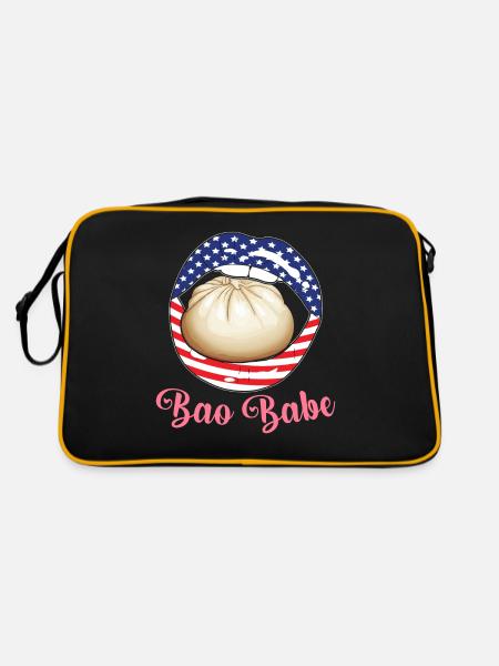 Dim Sum Brötchen Chinesisches Essen - Retro Tasche - Schwarz/Gold - Hinten