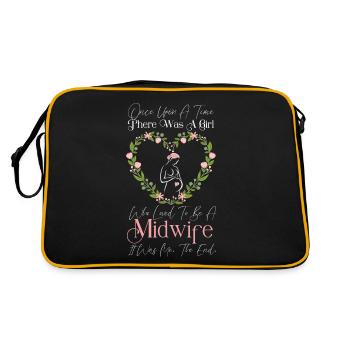 Nurse Midwife Birth Worker Once - Retro Tasche - Schwarz/Gold - Hinten