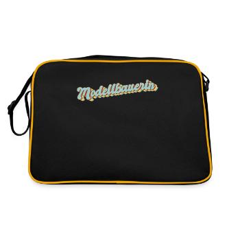 Technischer Abschluss-Geschenk Modellbauerin - Retro Tasche - Schwarz/Gold - Hinten