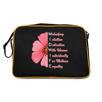 Nurse Midwife Birth Worker - Retro Tasche - Schwarz/Gold - Hinten
