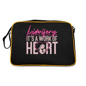 Nurse Midwife Birth Worker - Retro Tasche - Schwarz/Gold - Hinten