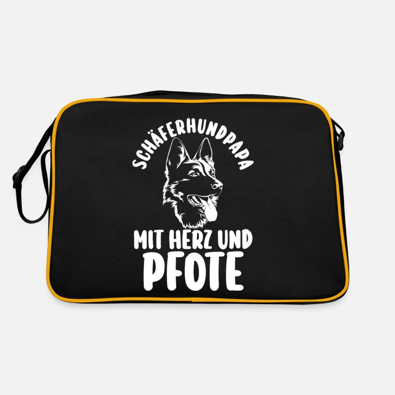 Hund Deutscher Schäferhund - Retro Tasche - Schwarz/Gold