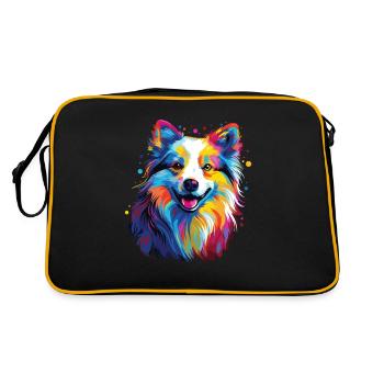 Aquarelle coloré chien esquimau américain - Sac Retro - noir/or - Dos