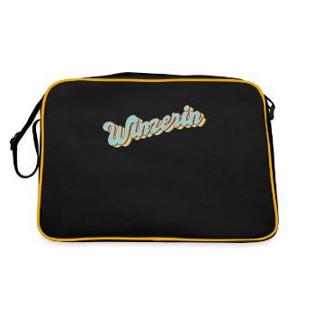 Weinbauer Abschluss-Geschenk Winzerin - Retro Tasche - Schwarz/Gold - Hinten