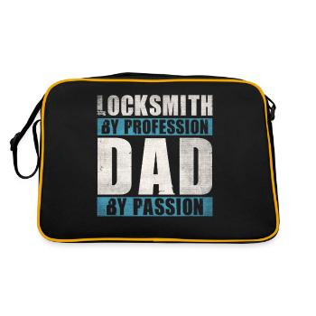 Dad By Passion Profession Locksmith - Retro Tasche - Schwarz/Gold - Hinten