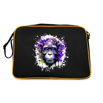 Monkey Head Portrait Colorful - Retro Bag - black/gold - Back