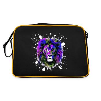 Lion Head Portrait Colorful - Retro Bag - black/gold - Back