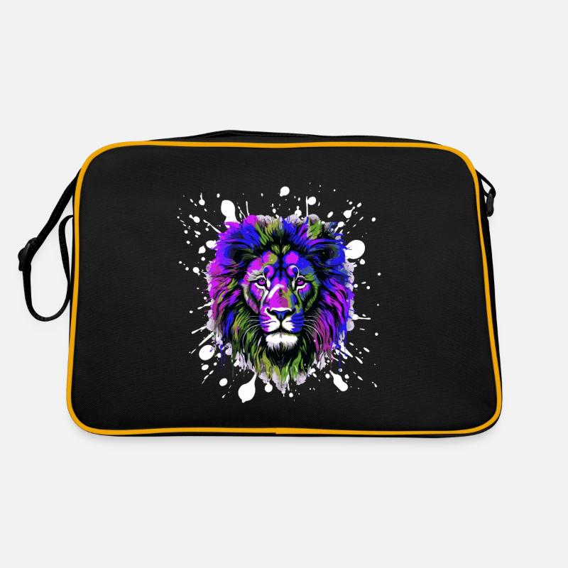 Löwe Kopf Porträt Bunt Retro Tasche