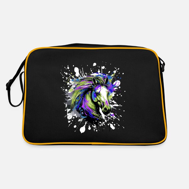 Pferd Kopf Porträt Bunt Retro Tasche