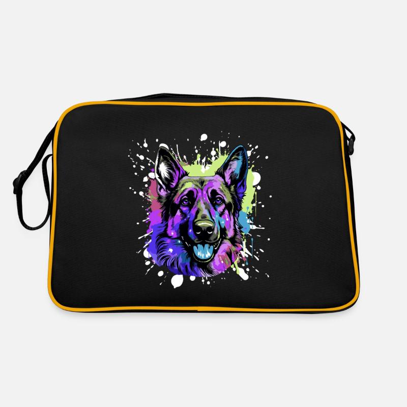 German Shepherd Dog Head Portrait Colorful Retro Bag