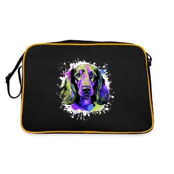 Teckel Tête De Chien Portrait Teckel Coloré - Sac Retro - noir/or - Dos