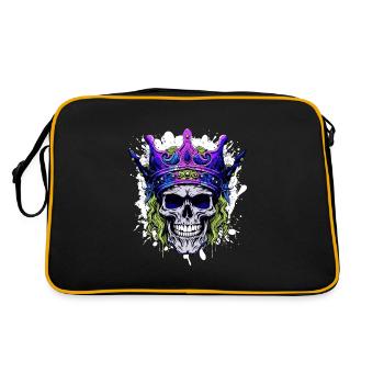 Totenkopf König Krone Skelett Bunt - Retro Tasche - Schwarz/Gold - Hinten