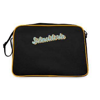 Schneidern Abschluss-Geschenk Textil-Schneiderin - Retro Tasche - Schwarz/Gold - Hinten